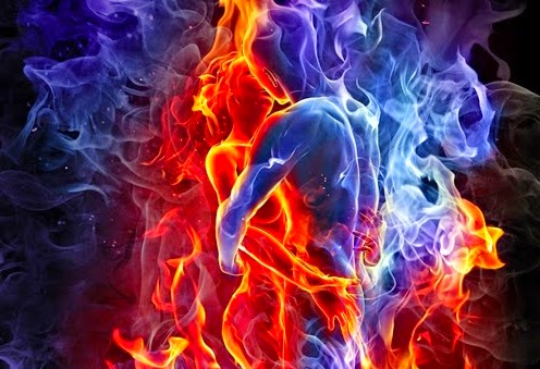 pareja representada por llamas